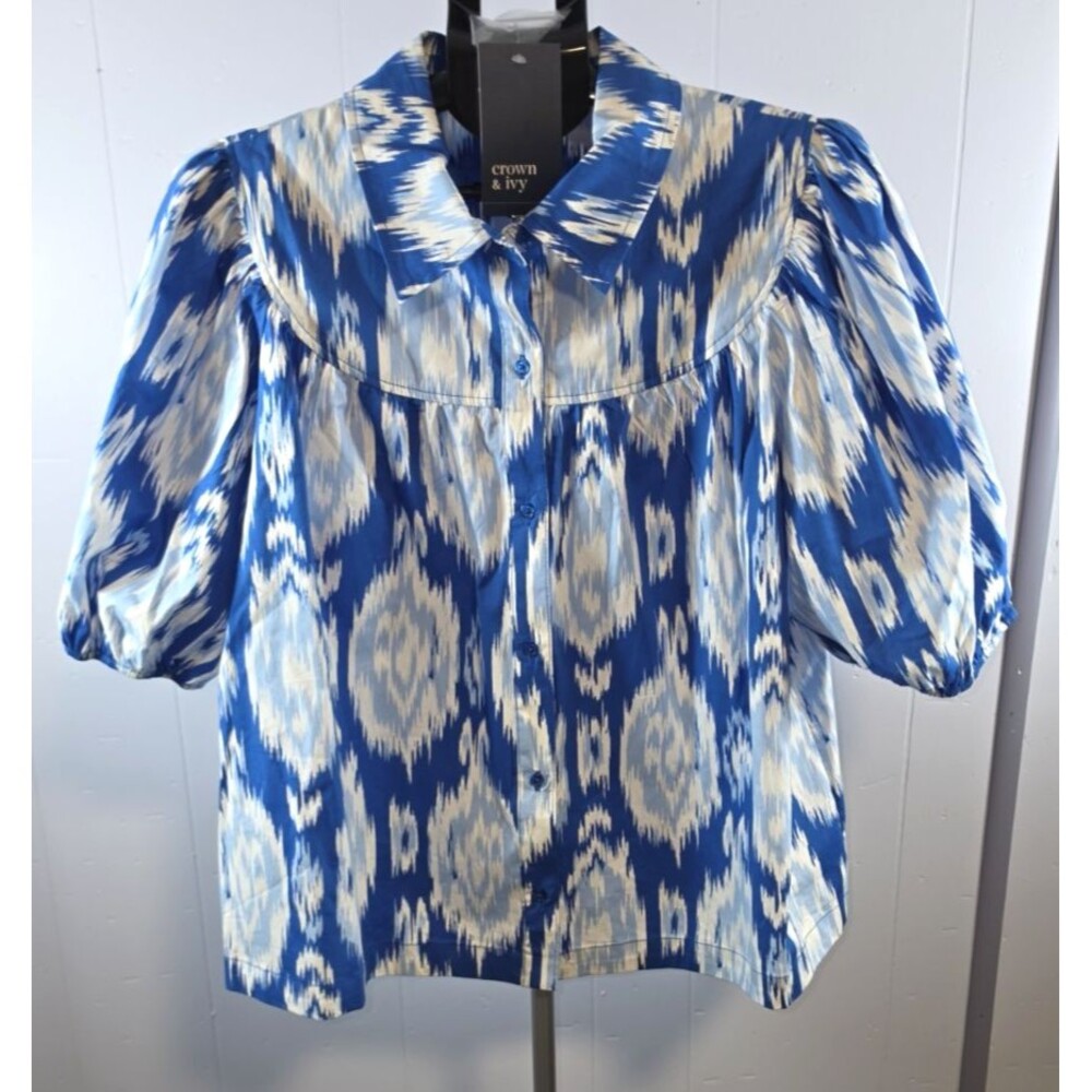 Crown & Ivy Blou Crown Cobalt Periwinkle Top Size XL New $64.50